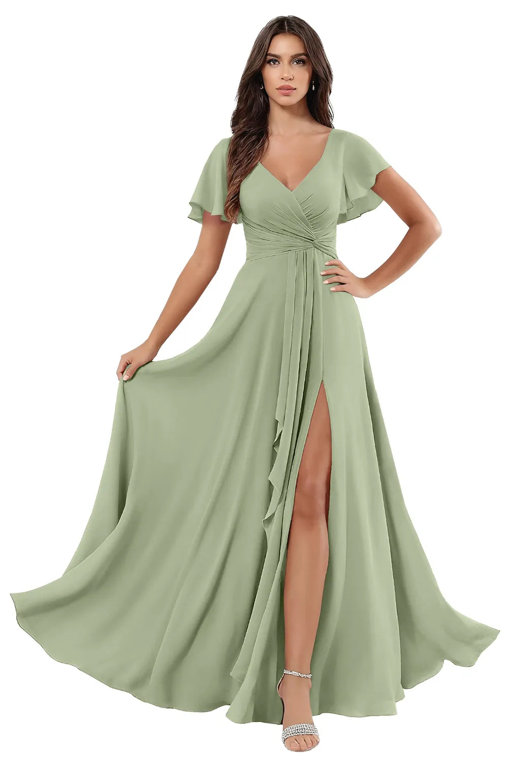 Elegant Floor Length Chiffon Evening Gown