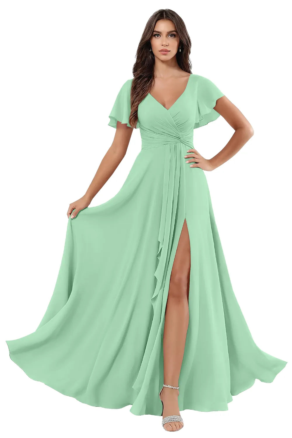 Elegant Floor Length Chiffon Evening Gown
