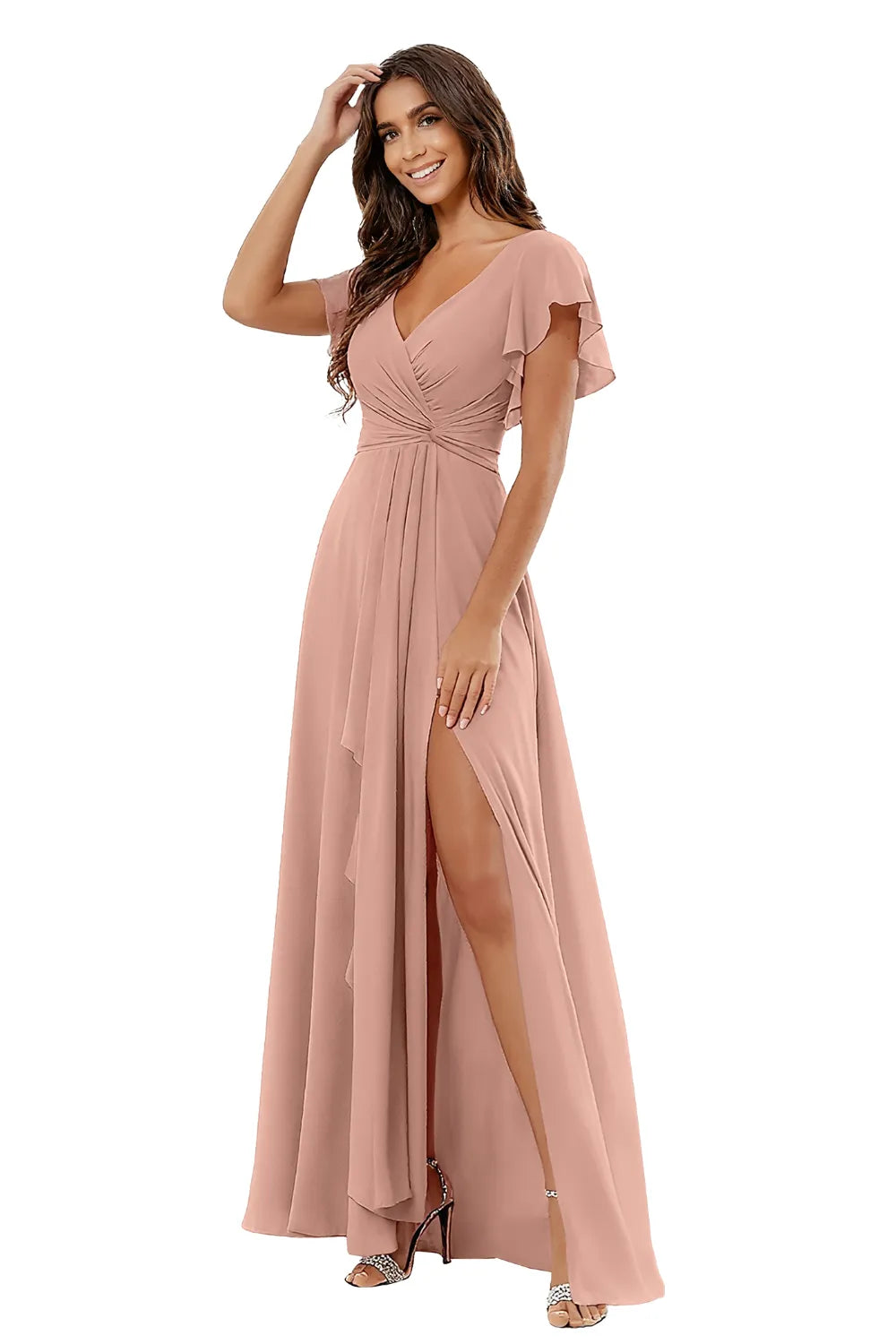 Elegant Floor Length Chiffon Evening Gown