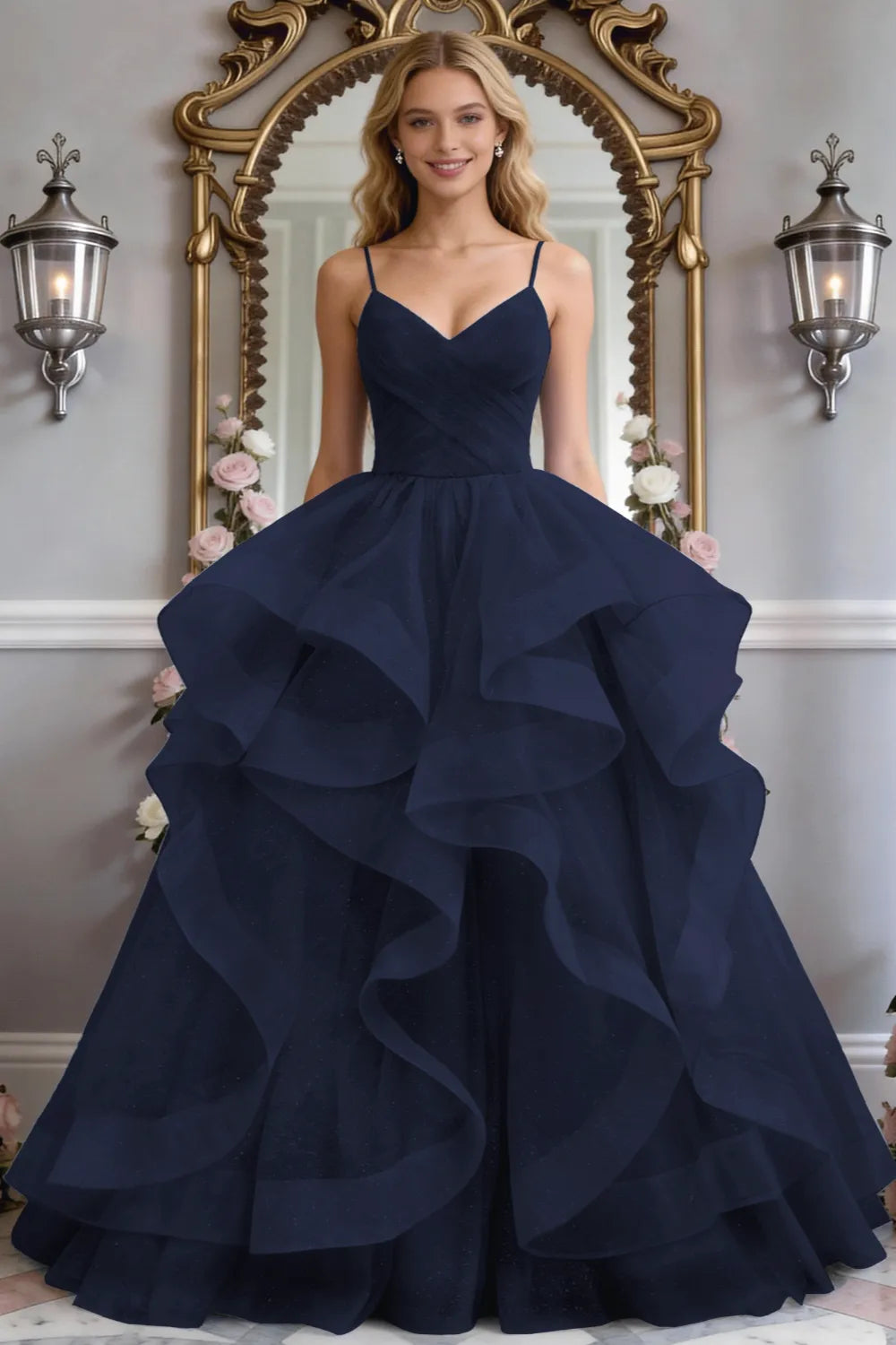Starlight Ruffle Tulle Prom Dress