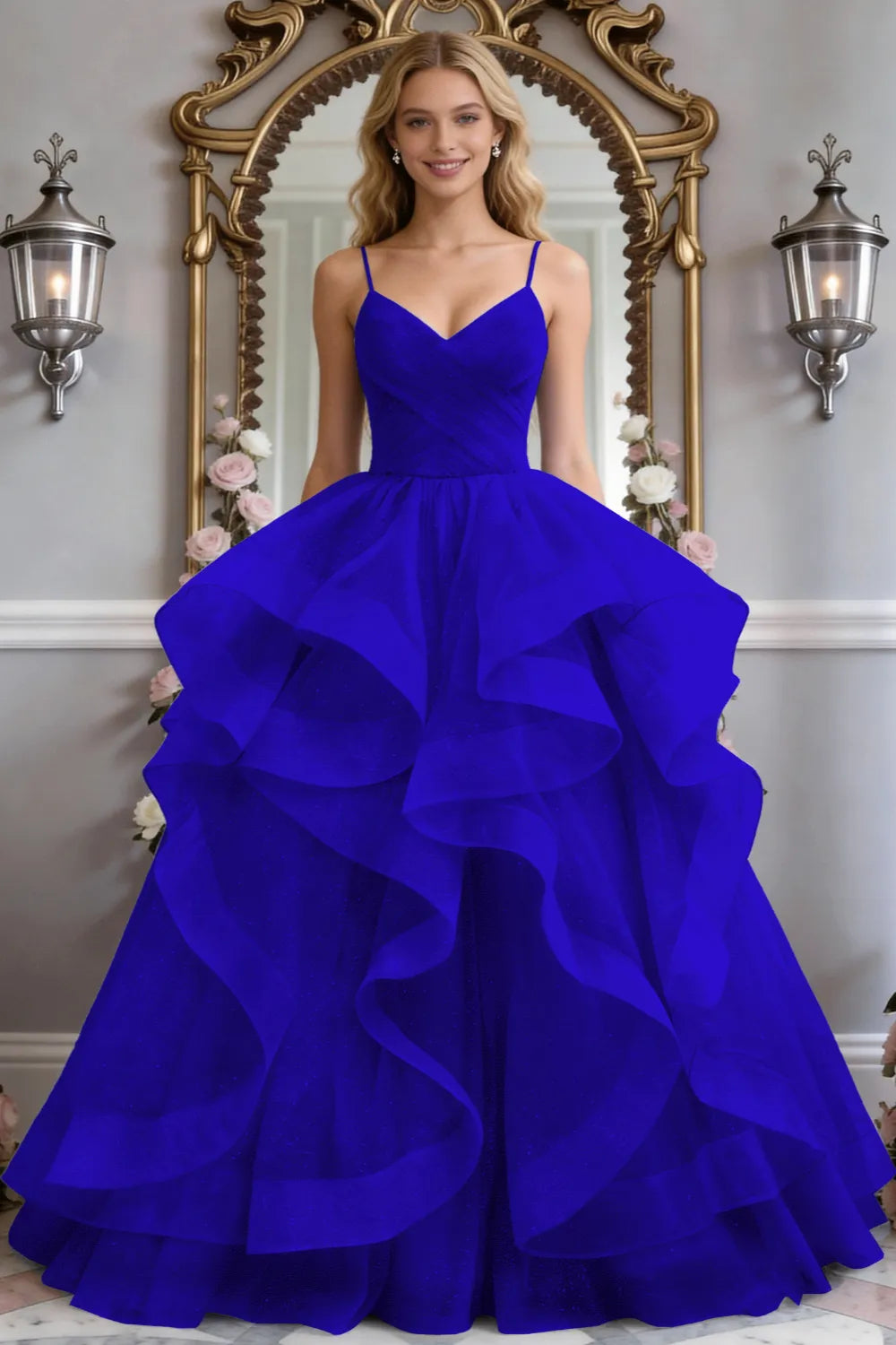 Starlight Ruffle Tulle Prom Dress