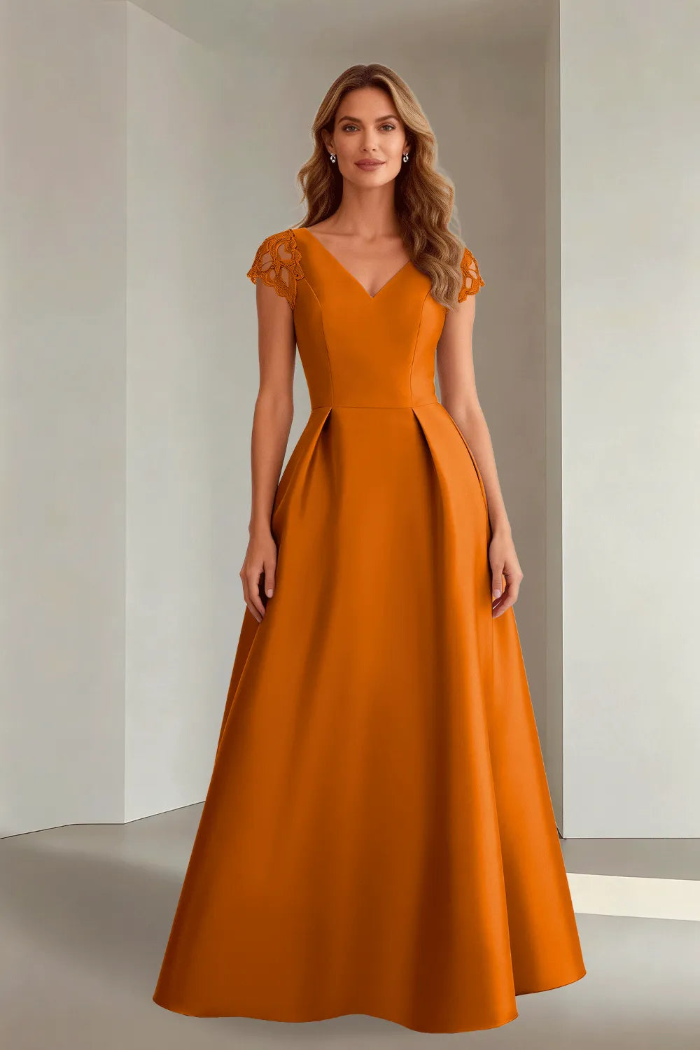 Classic Floor Length Satin Evening Gown for Wedding Guests