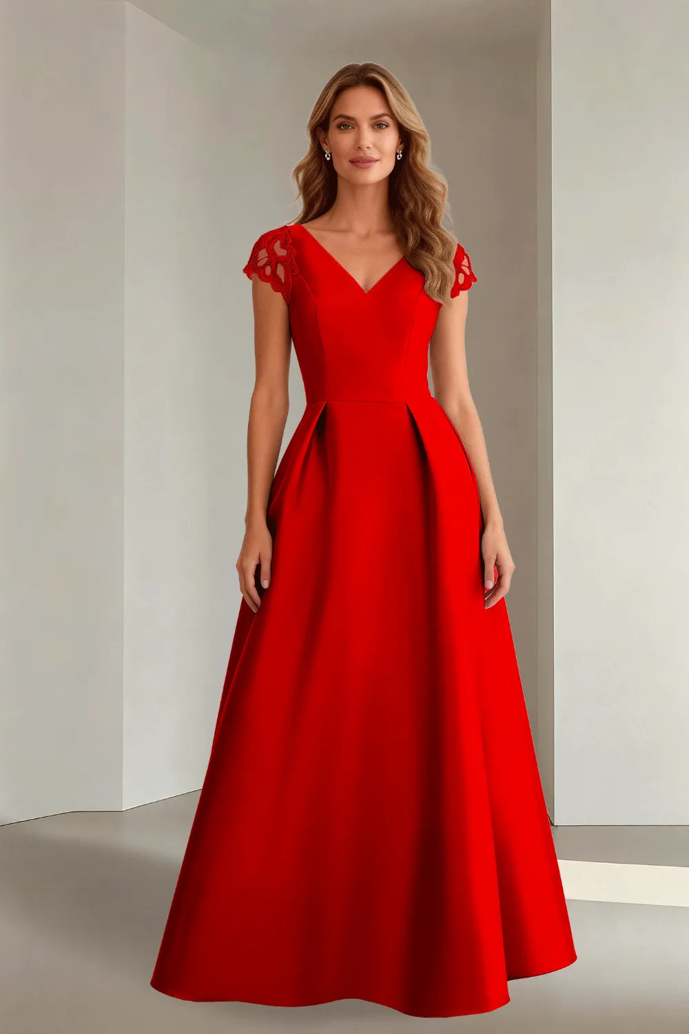 Classic Floor Length Satin Evening Gown for Wedding Guests