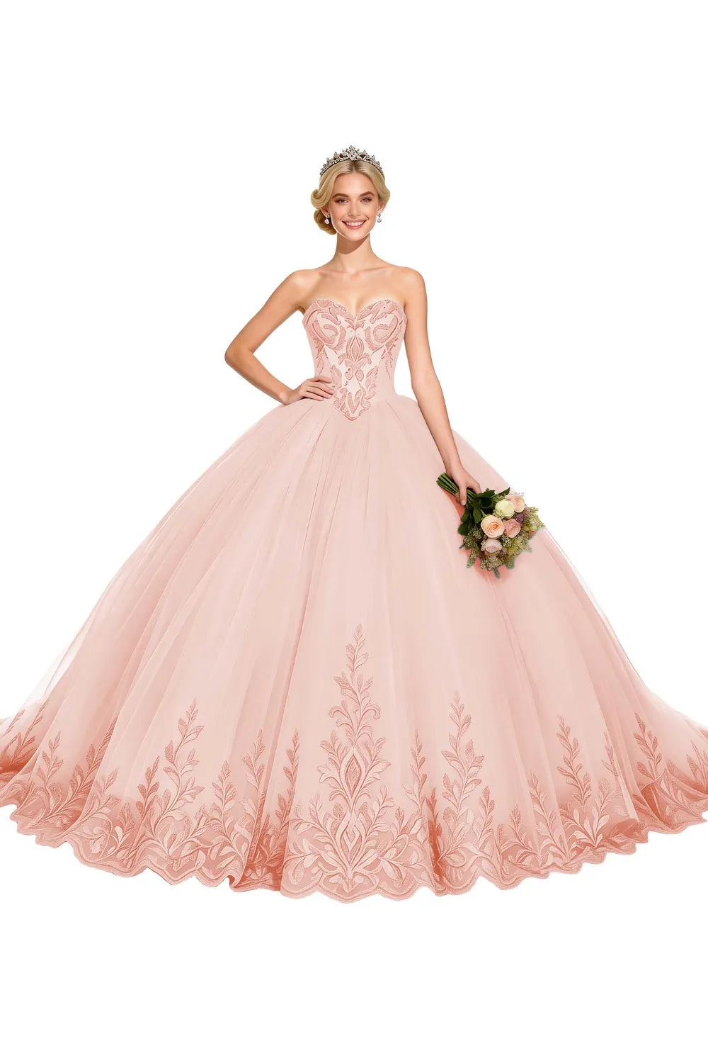 Golden Whisper Royal Embroidered Ball Gown