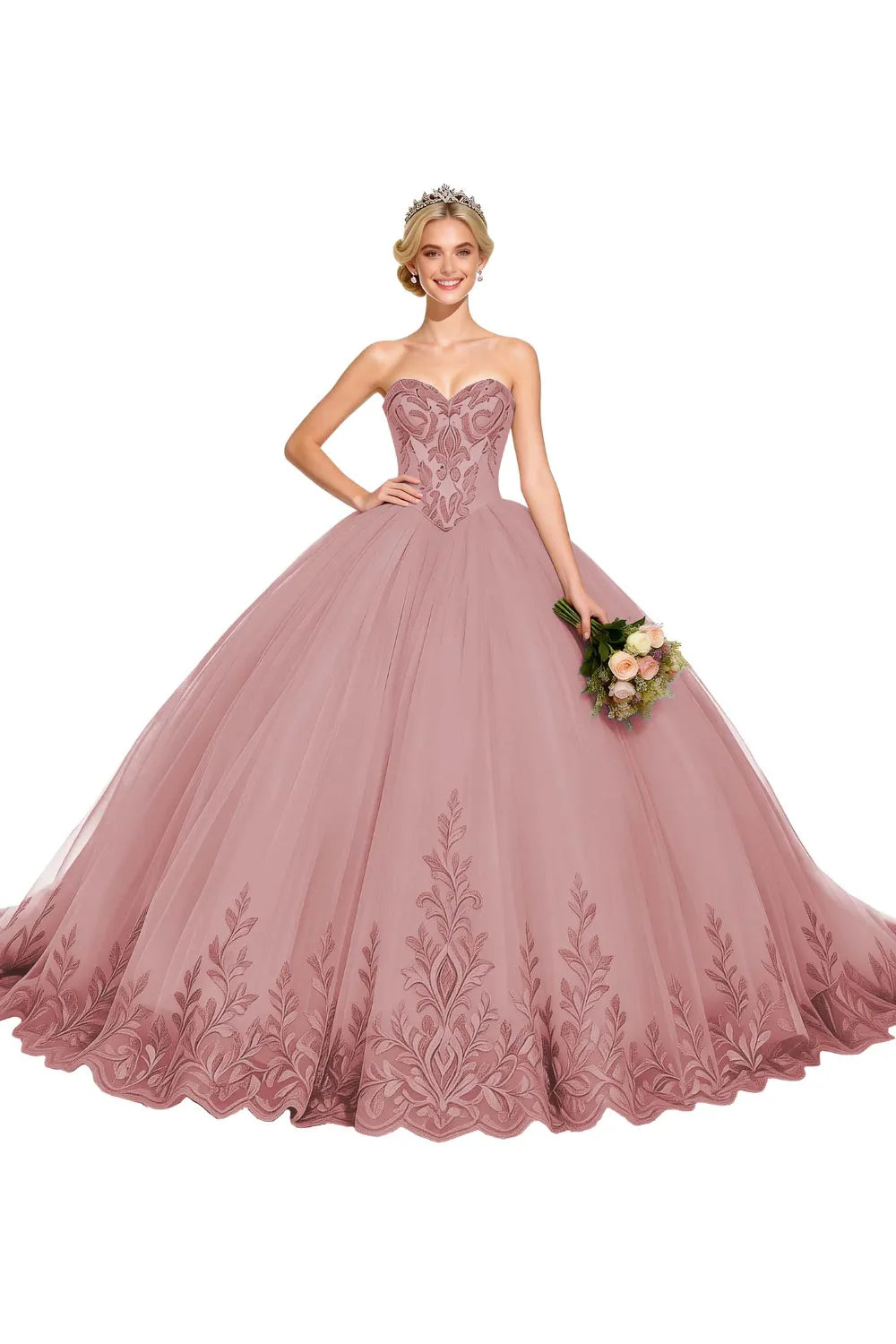 Golden Whisper Royal Embroidered Ball Gown