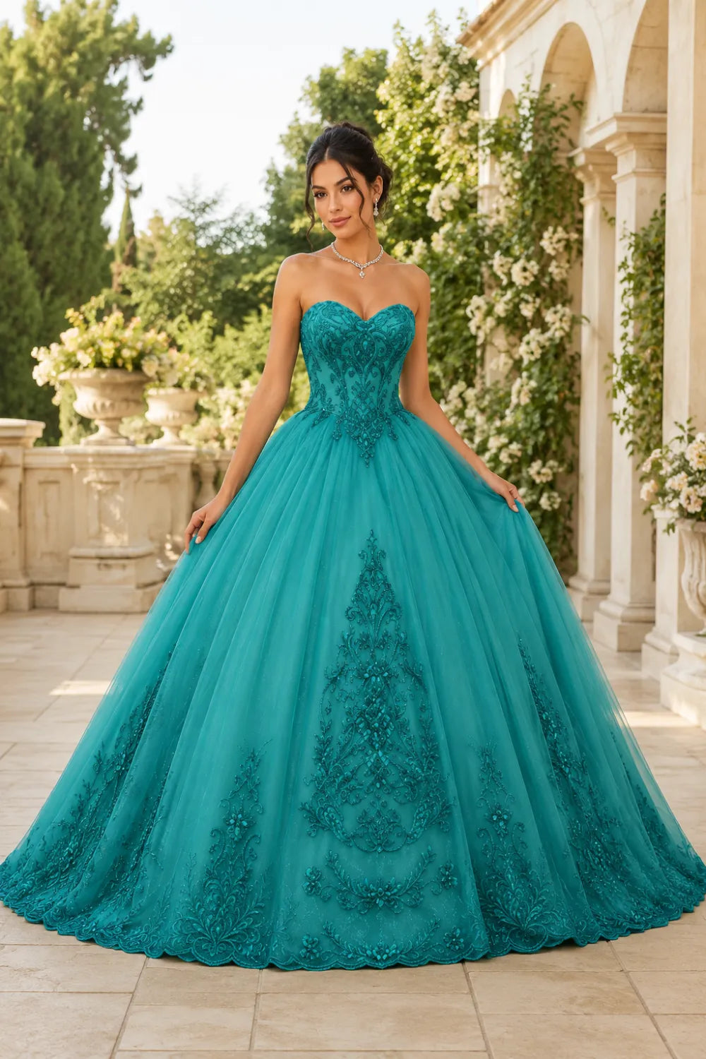 Golden Whisper Royal Embroidered Ball Gown