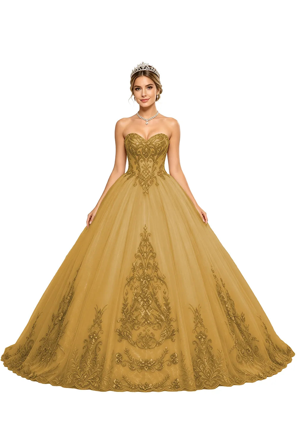 Golden Whisper Royal Embroidered Ball Gown
