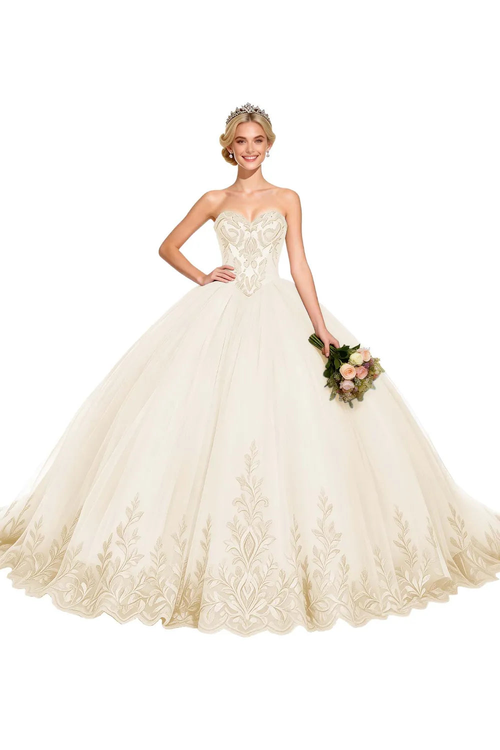 Golden Whisper Royal Embroidered Ball Gown