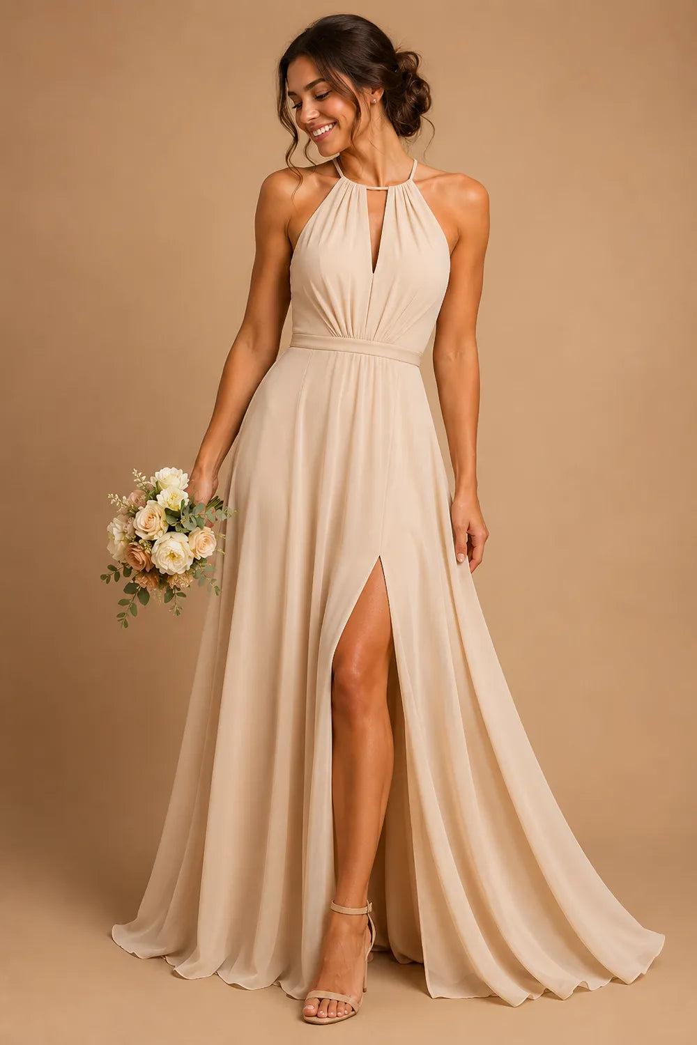 Seraphina Halter Keyhole Chiffon Gown