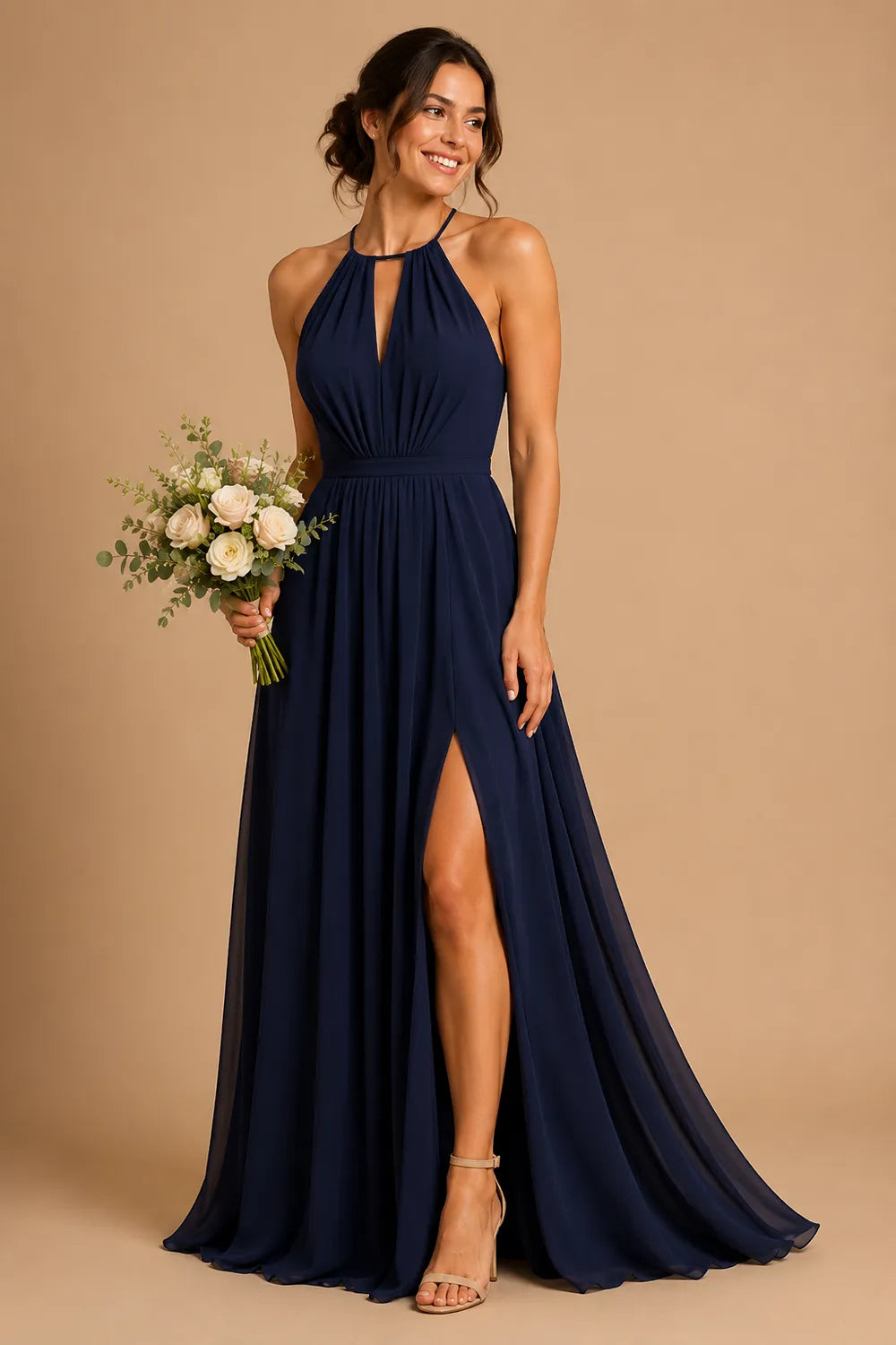 Seraphina Halter Keyhole Chiffon Gown