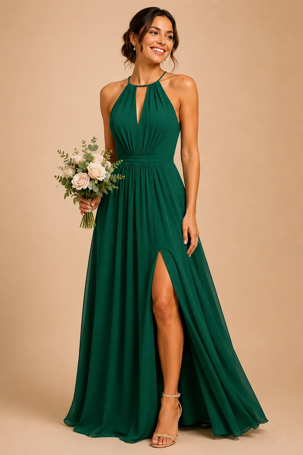 Seraphina Halter Keyhole Chiffon Gown