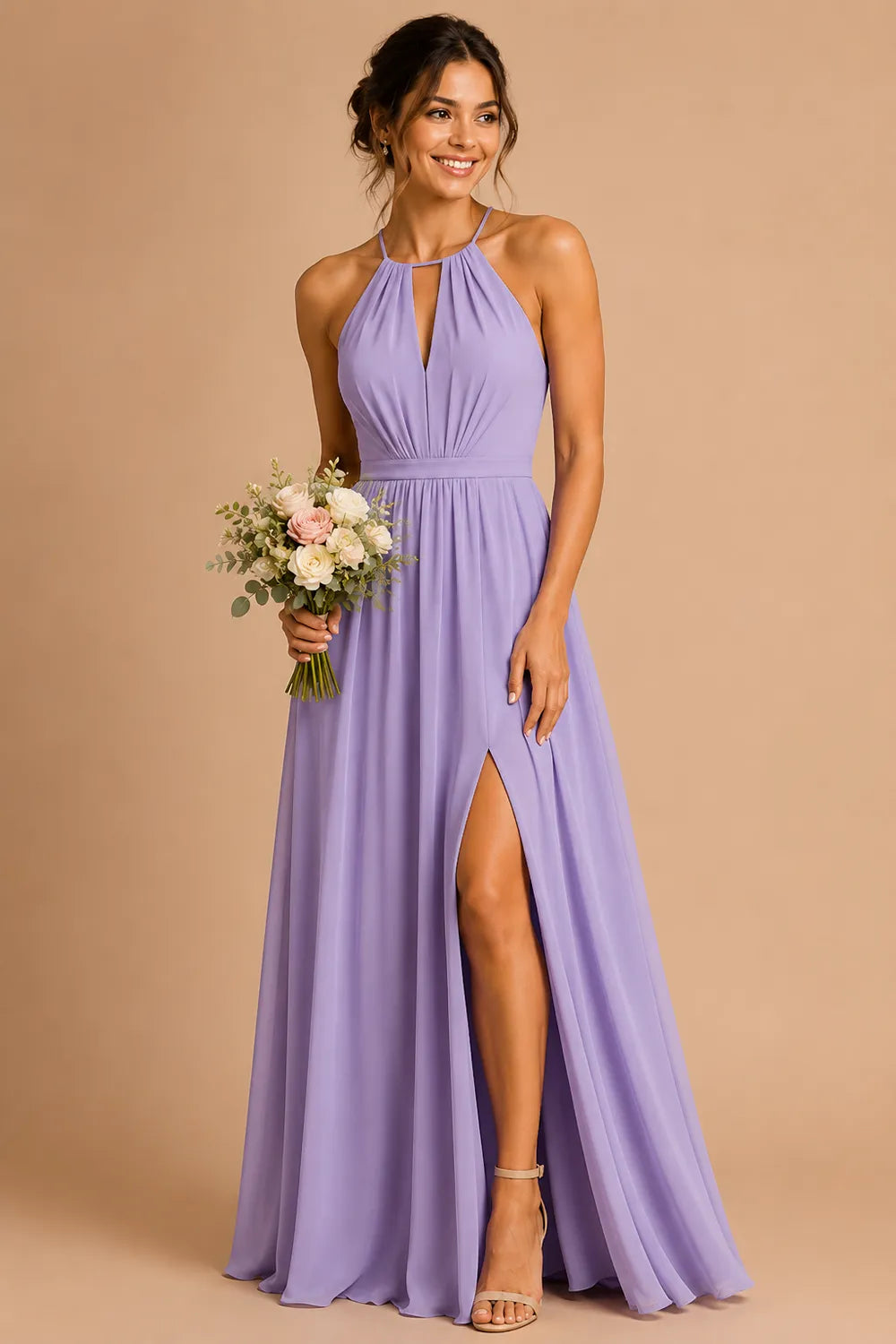 Seraphina Halter Keyhole Chiffon Gown