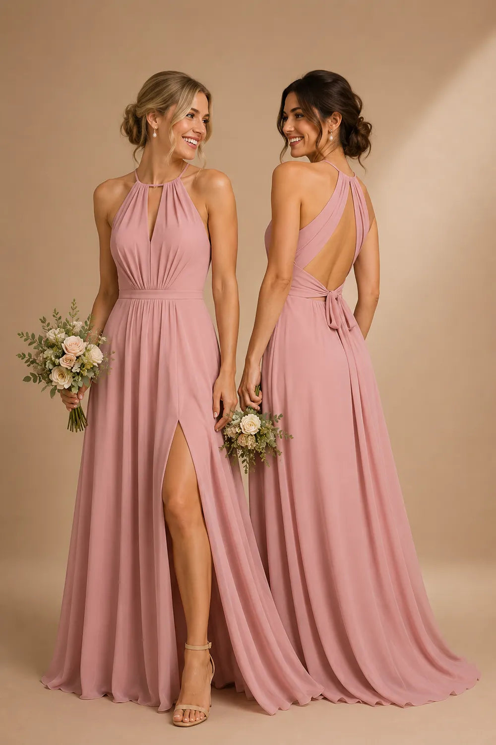 Seraphina Halter Keyhole Chiffon Gown
