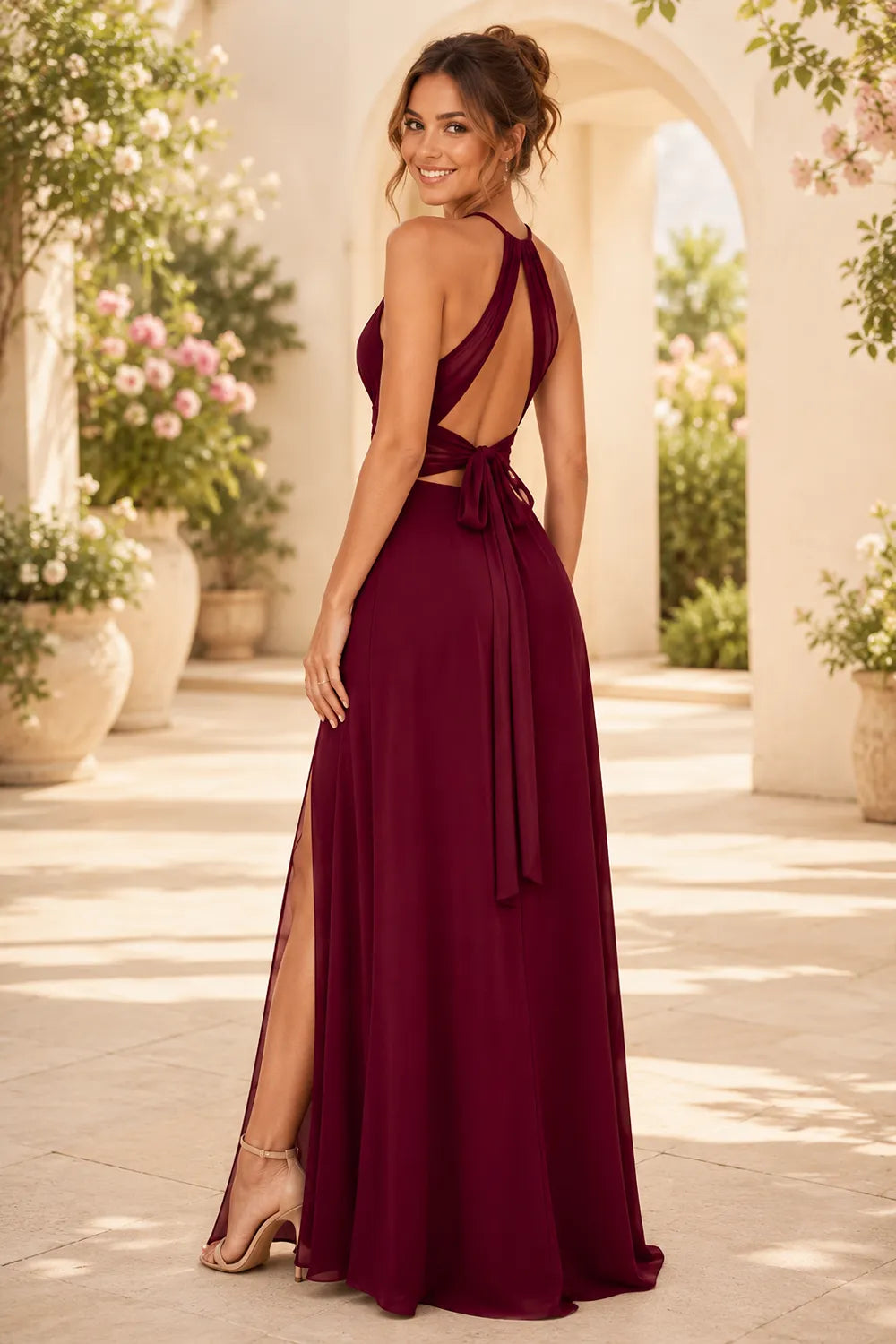 Seraphina Halter Keyhole Chiffon Gown