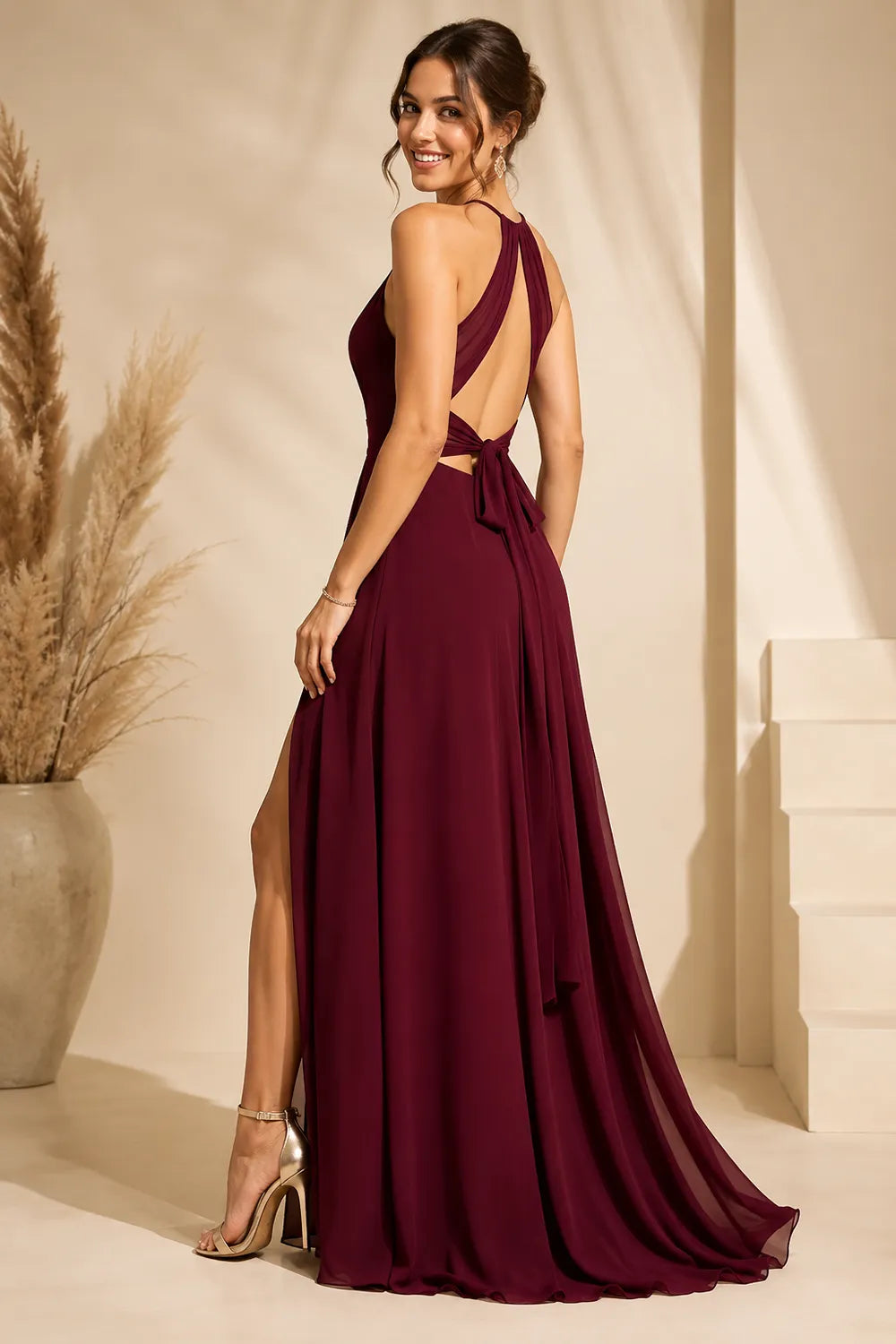Seraphina Halter Keyhole Chiffon Gown