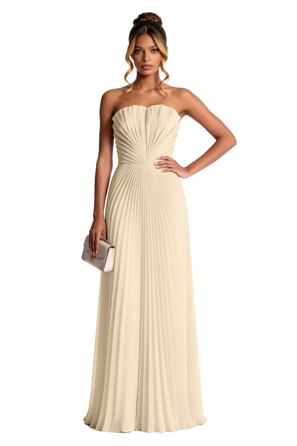Aurora Pleated Sculpted Maxi Dress