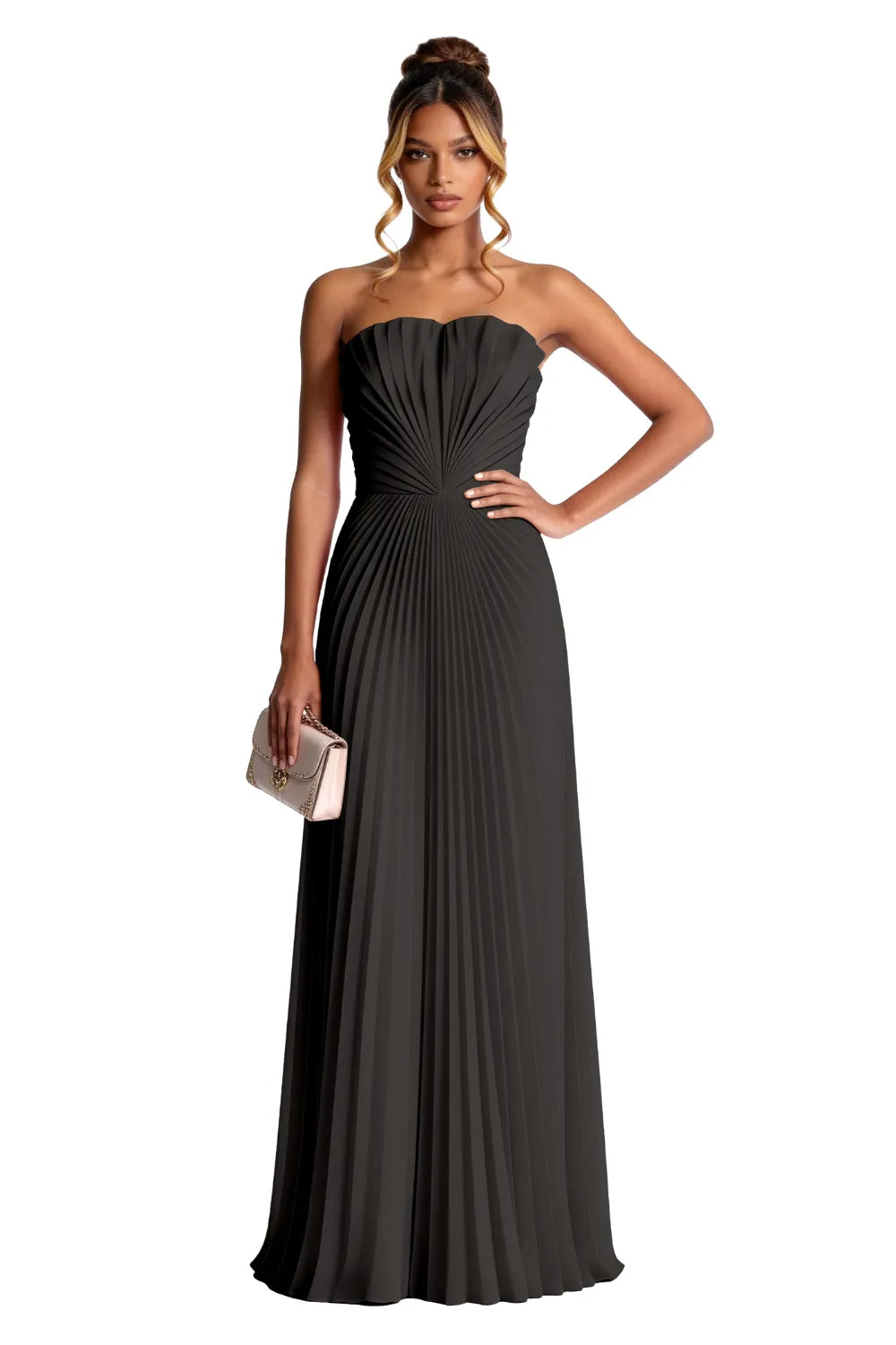 Aurora Pleated Sculpted Maxi Dress