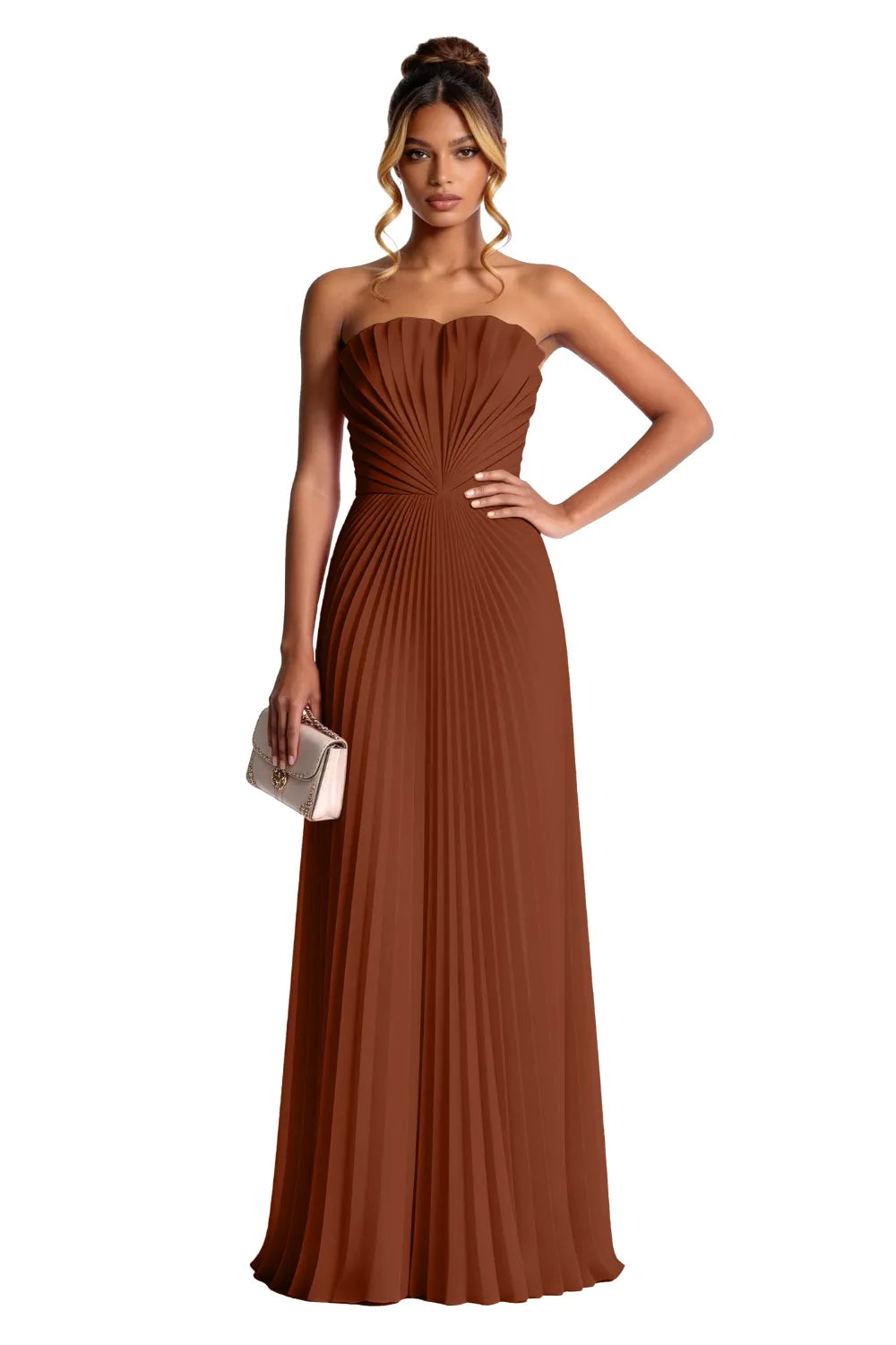 Aurora Pleated Sculpted Maxi Dress