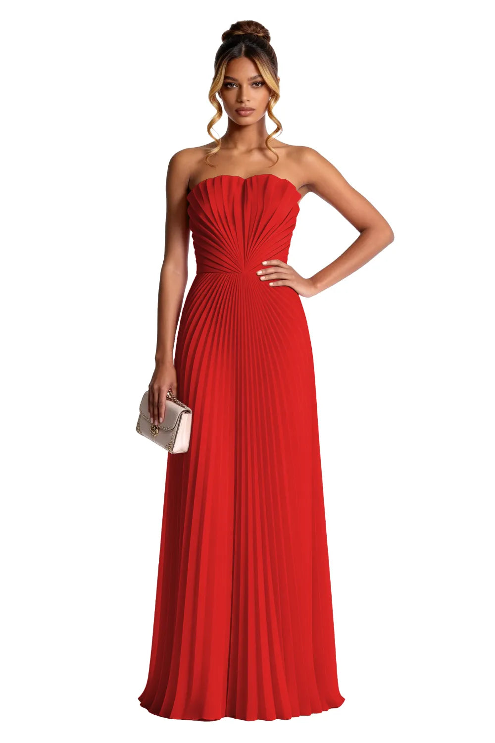 Aurora Pleated Sculpted Maxi Dress