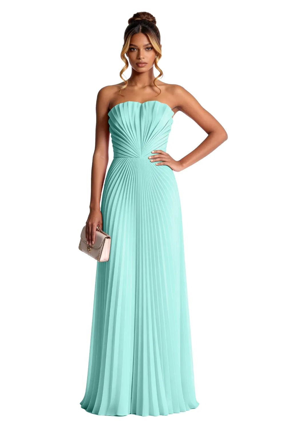 Aurora Pleated Sculpted Maxi Dress
