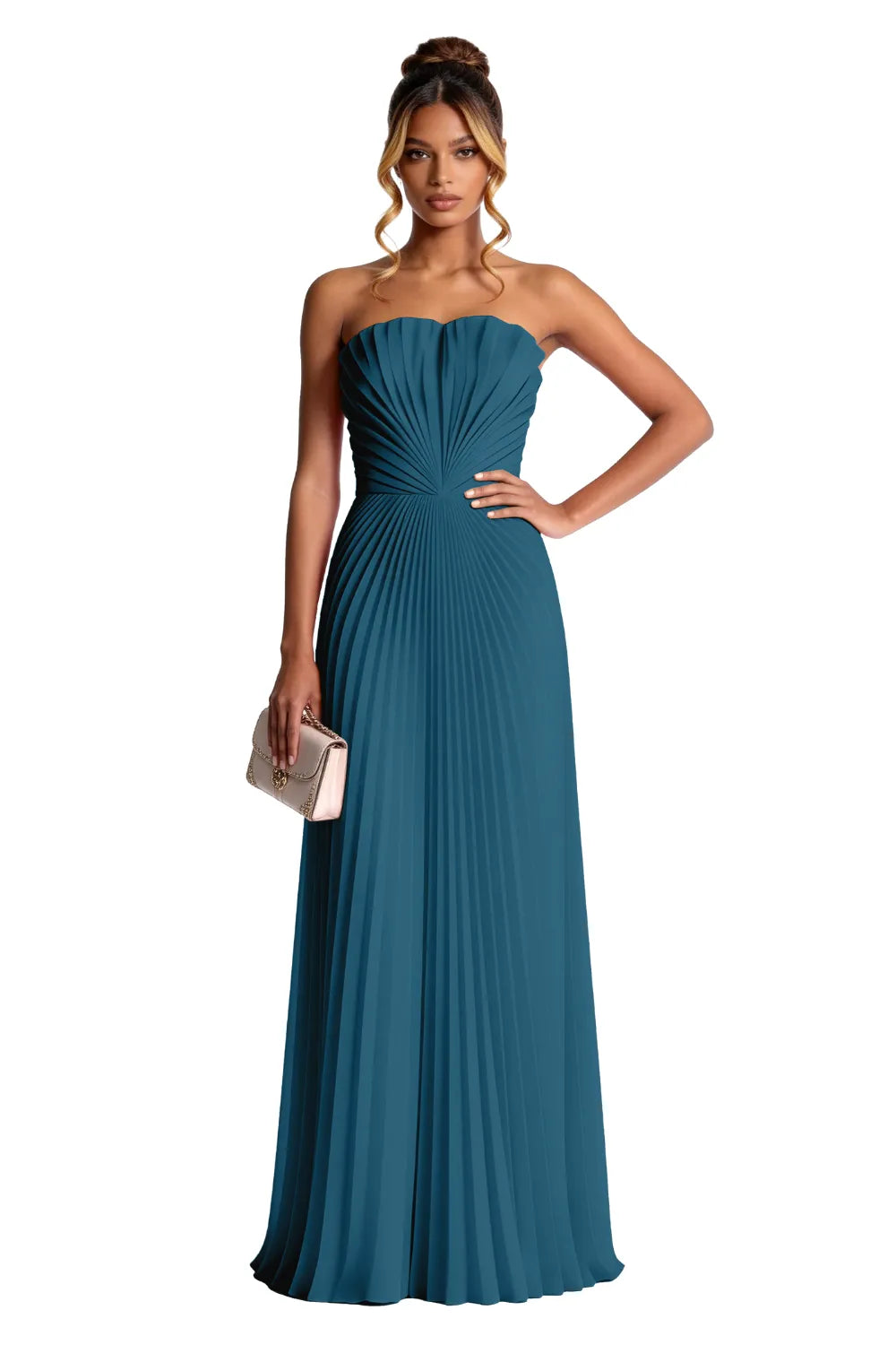 Aurora Pleated Sculpted Maxi Dress