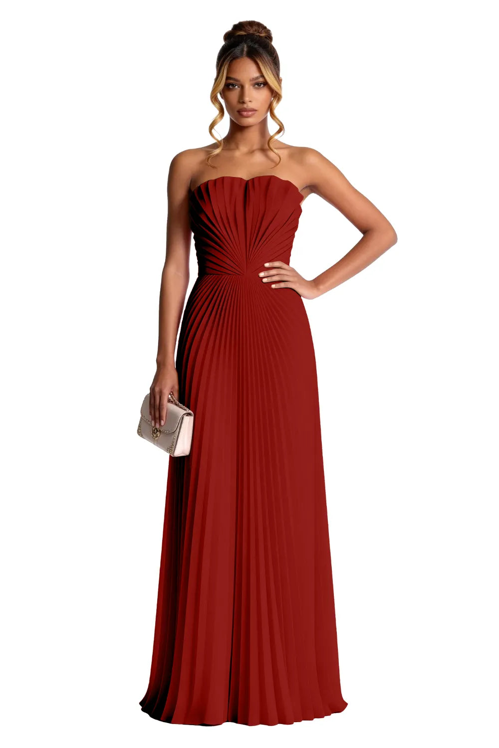 Aurora Pleated Sculpted Maxi Dress