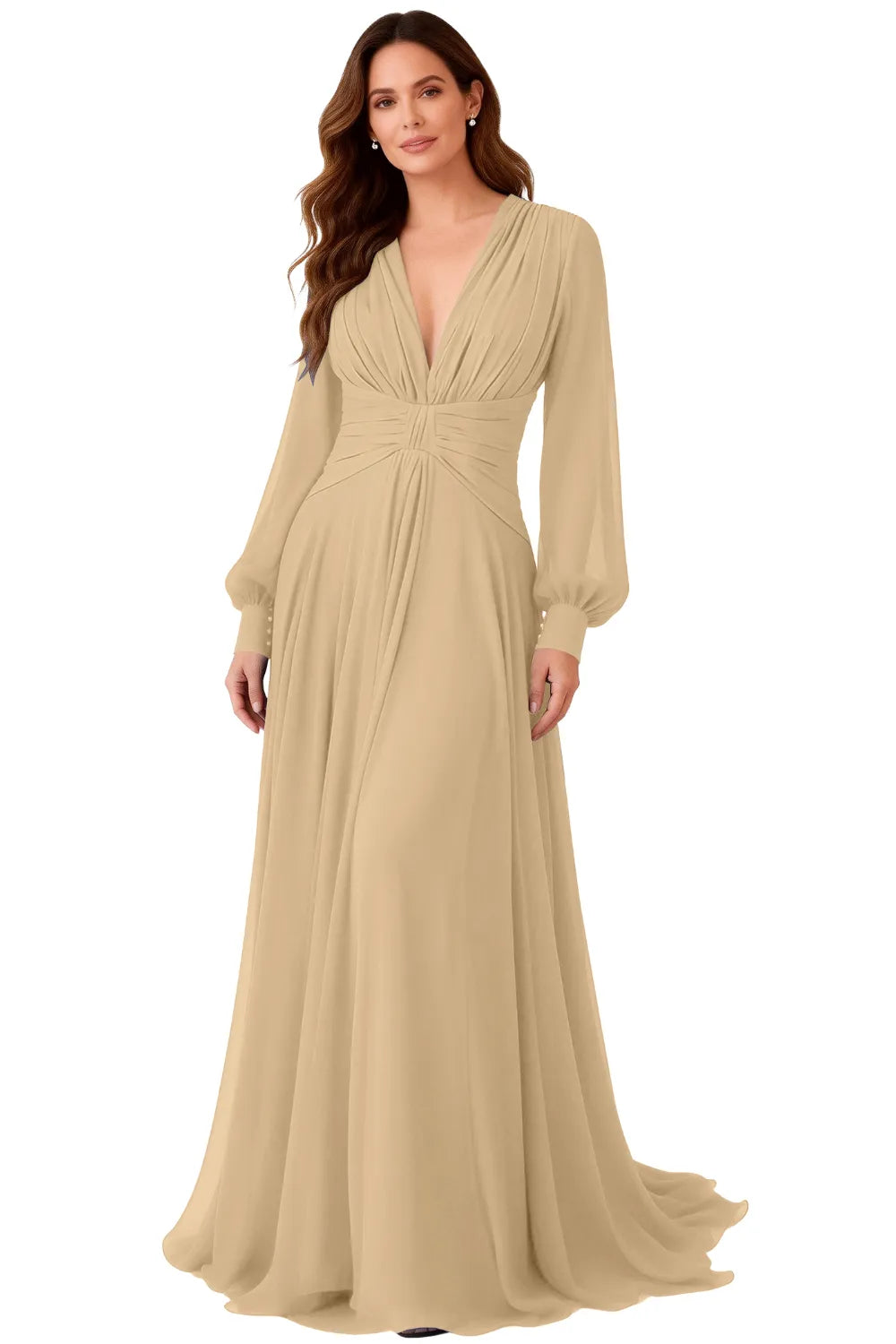 Seraphina V-Neck Ruched Chiffon Evening Gown