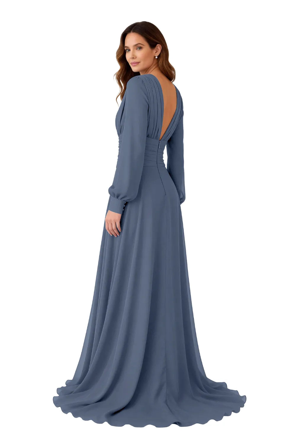Seraphina V-Neck Ruched Chiffon Evening Gown