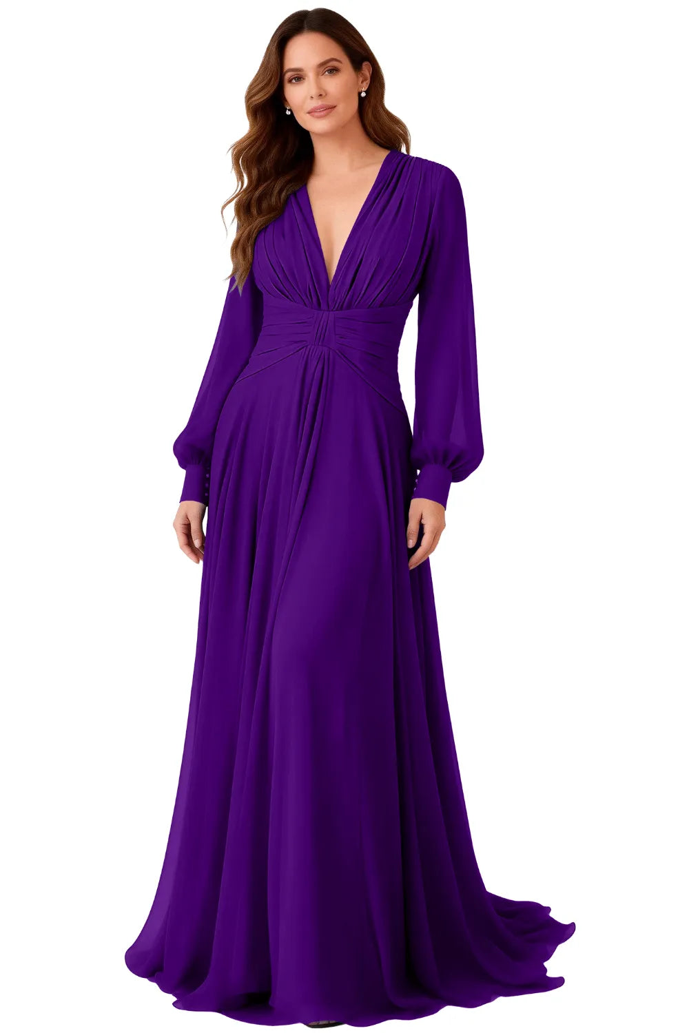 Seraphina V-Neck Ruched Chiffon Evening Gown