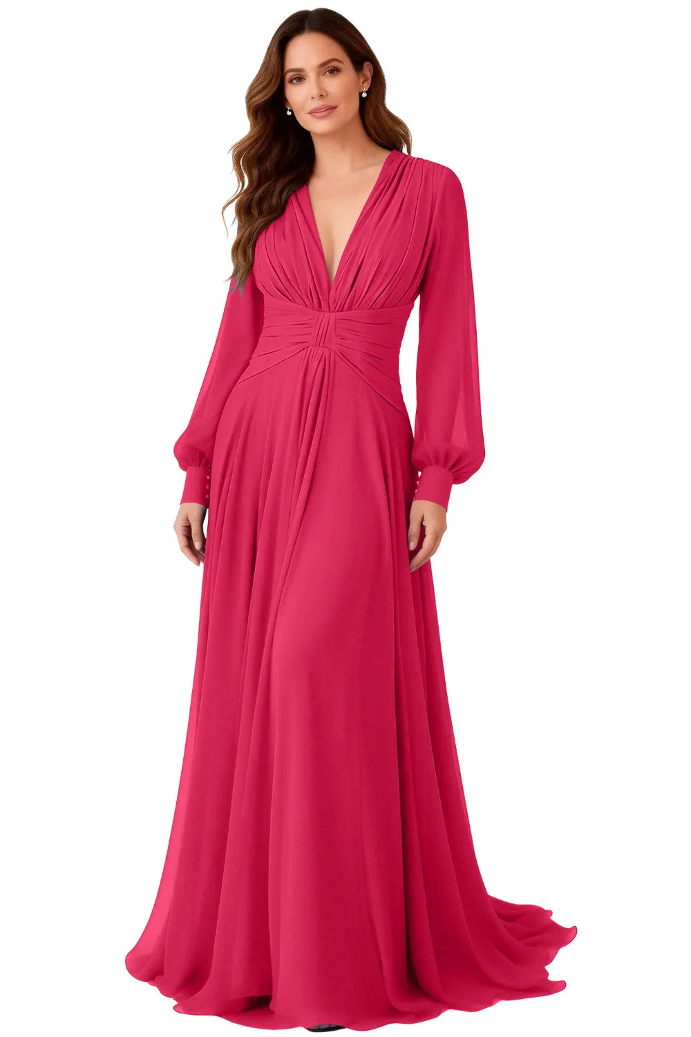 Seraphina V-Neck Ruched Chiffon Evening Gown