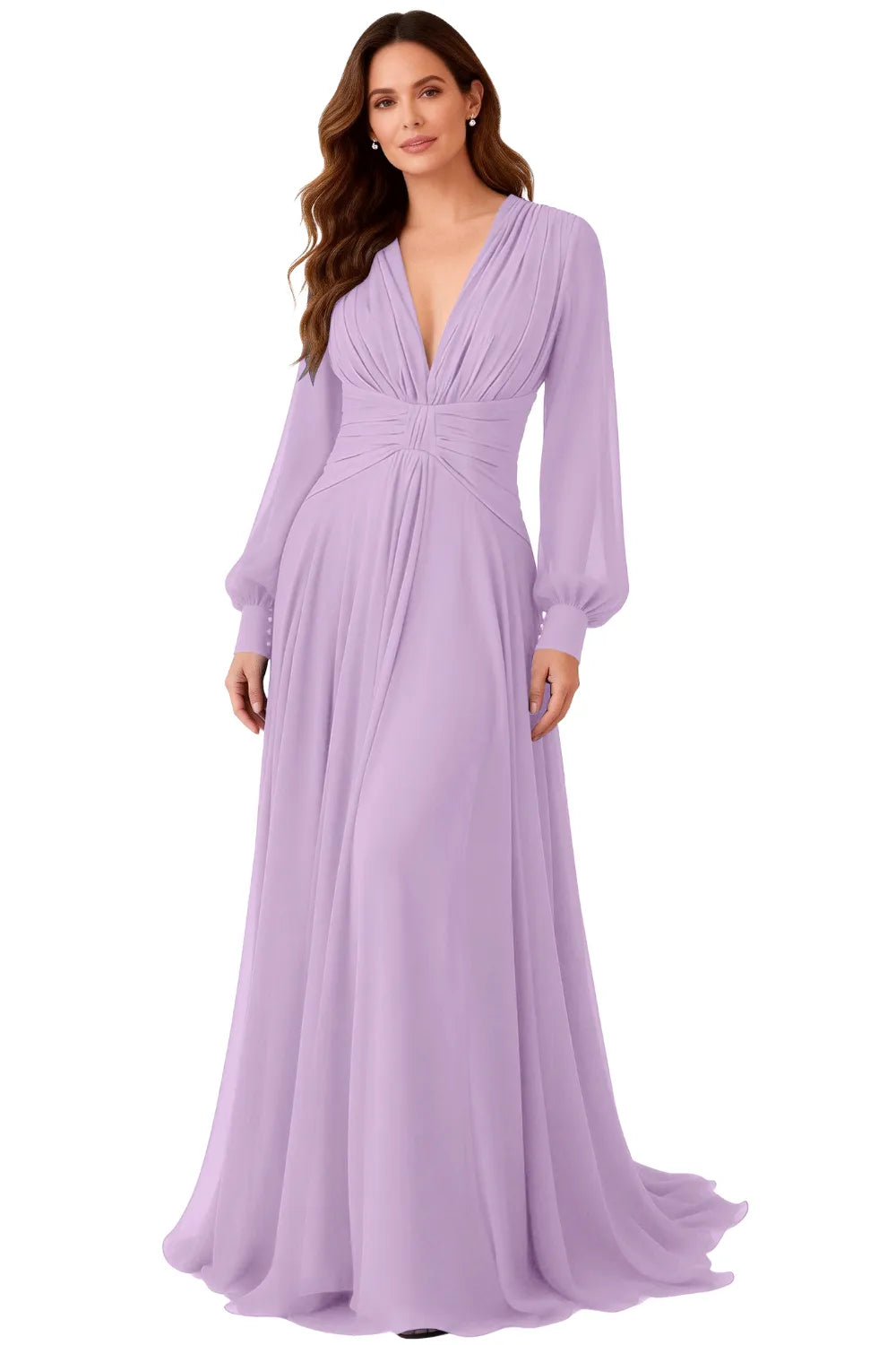 Seraphina V-Neck Ruched Chiffon Evening Gown