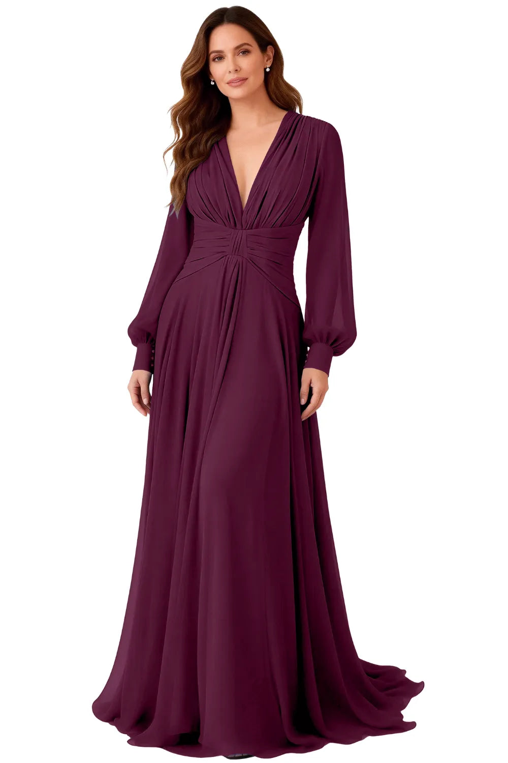 Seraphina V-Neck Ruched Chiffon Evening Gown