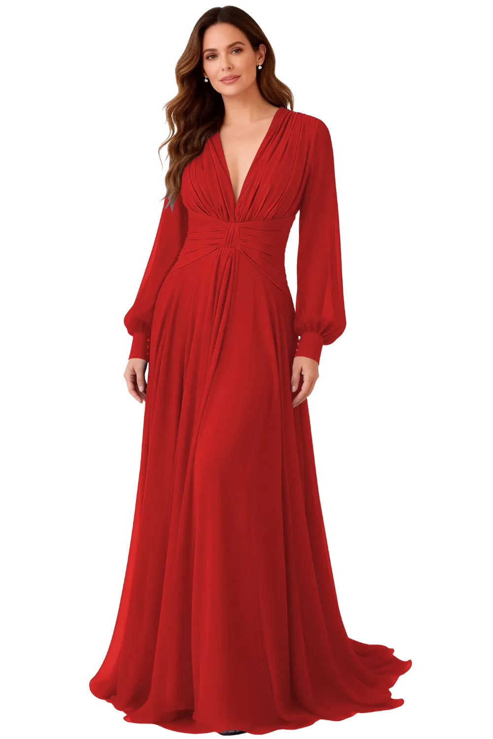 Seraphina V-Neck Ruched Chiffon Evening Gown