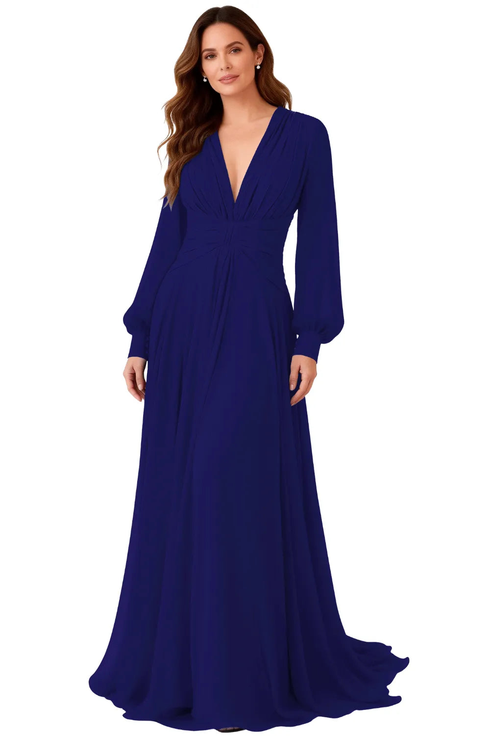 Seraphina V-Neck Ruched Chiffon Evening Gown