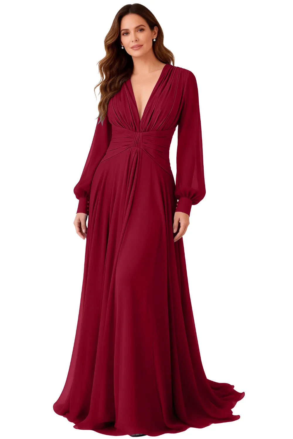 Seraphina V-Neck Ruched Chiffon Evening Gown