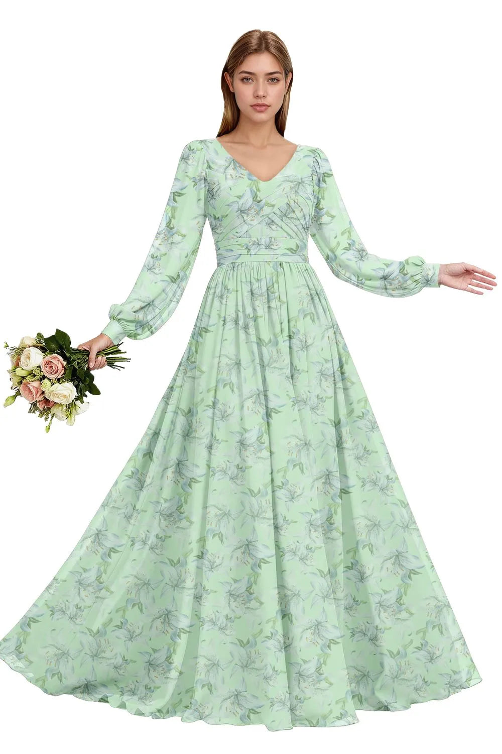 Serenity Floral Chiffon Dress