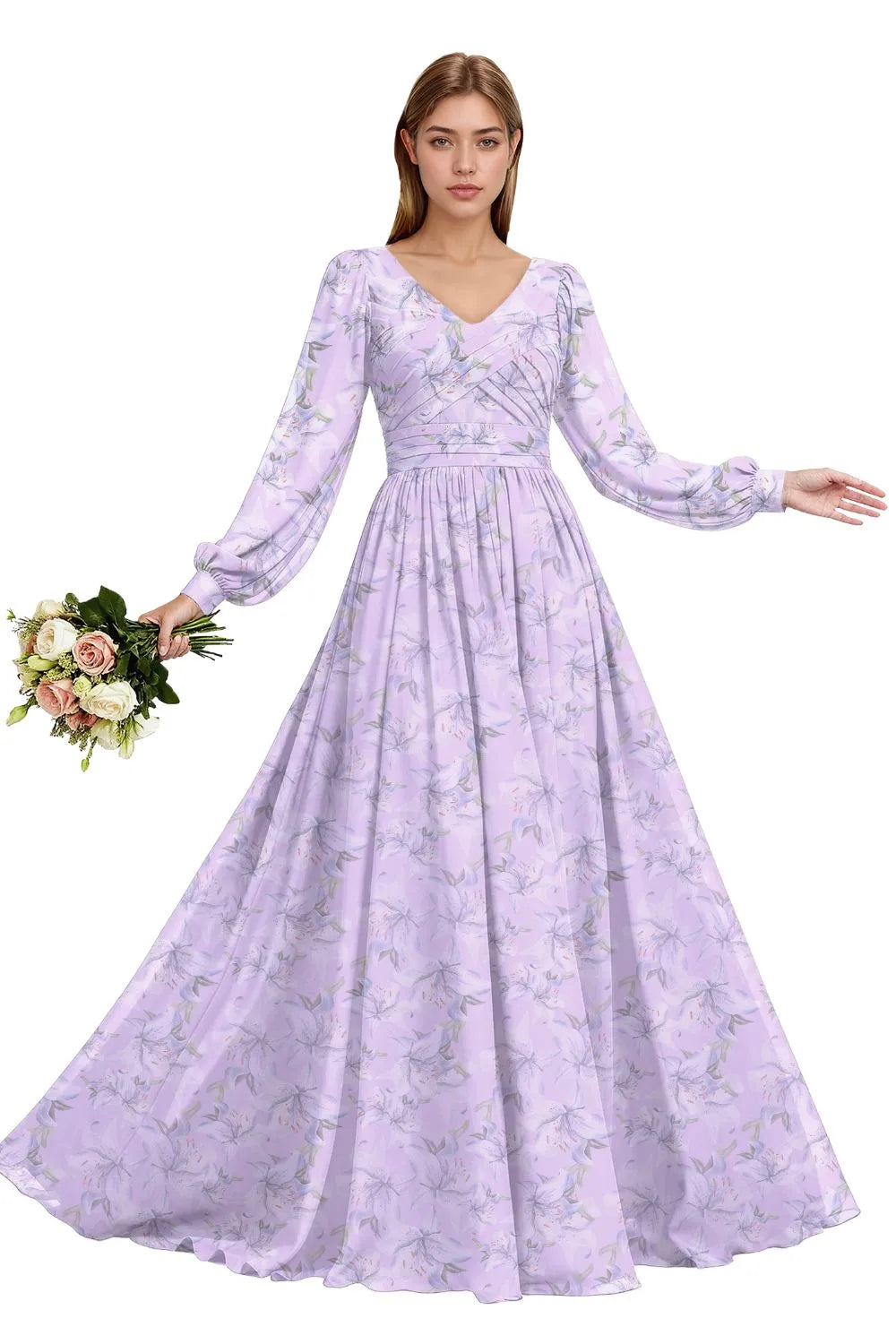 Serenity Floral Chiffon Dress