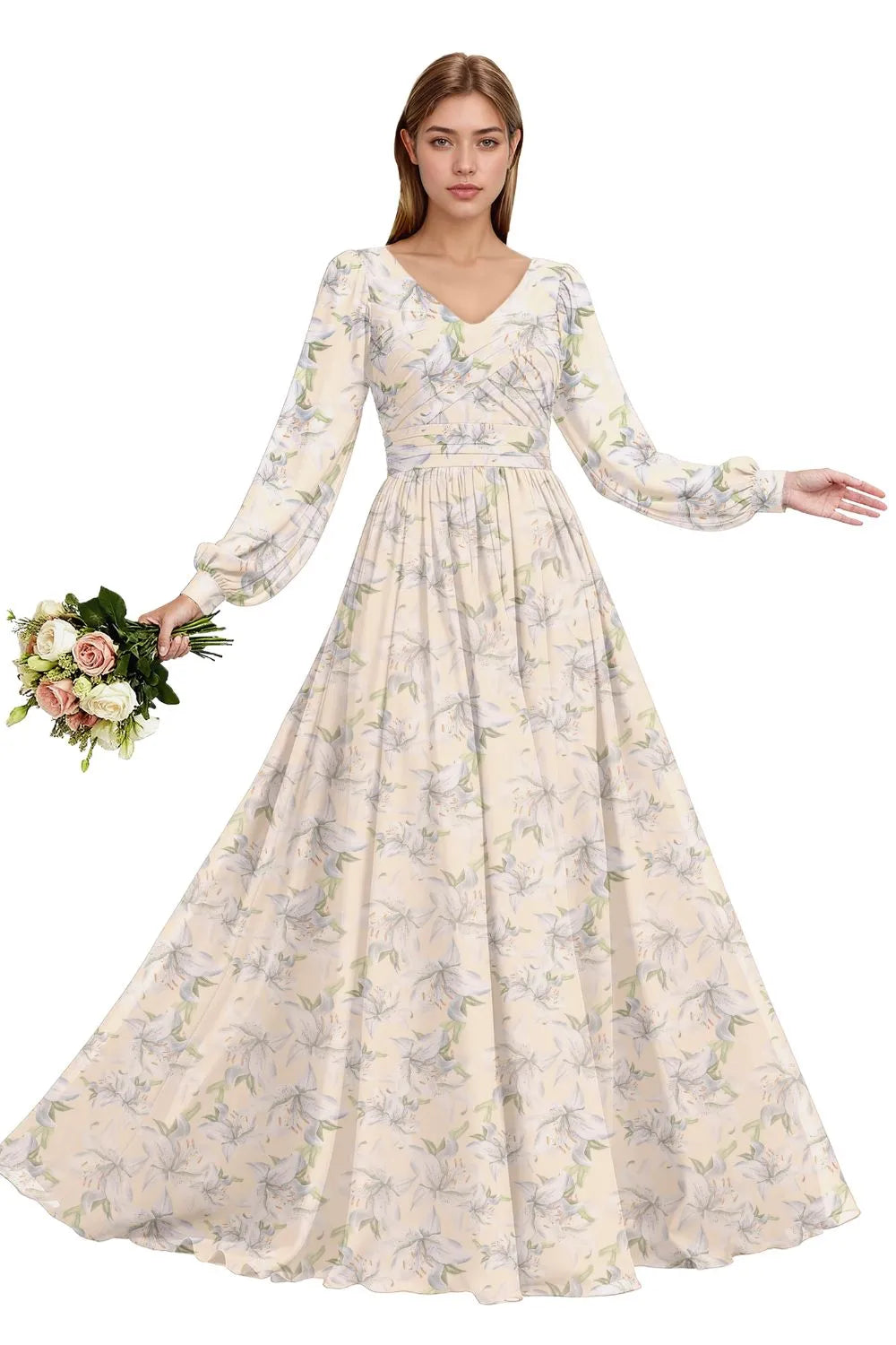 Serenity Floral Chiffon Dress