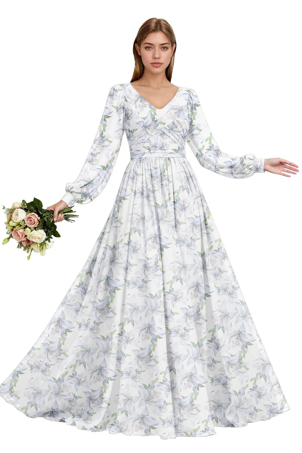 Serenity Floral Chiffon Dress