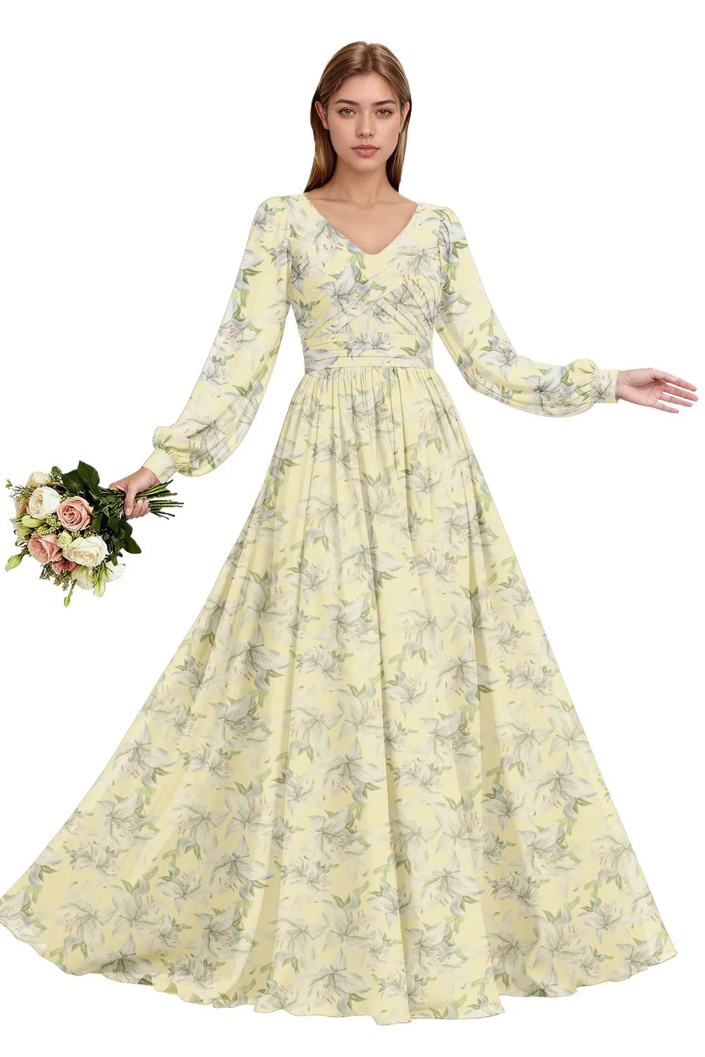 Serenity Floral Chiffon Dress