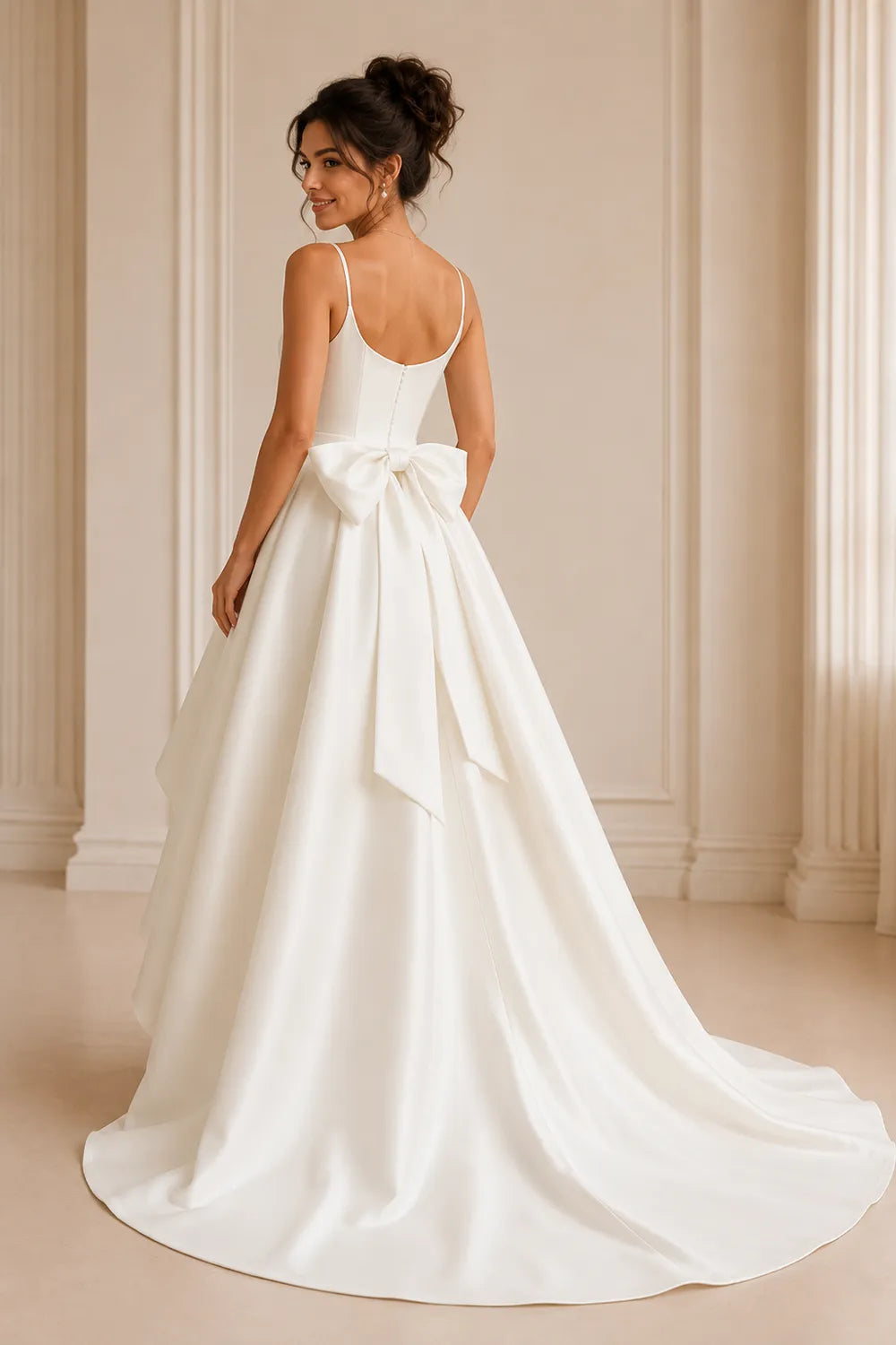 Chic Satin Bow-Tie A-Line Formal Gown