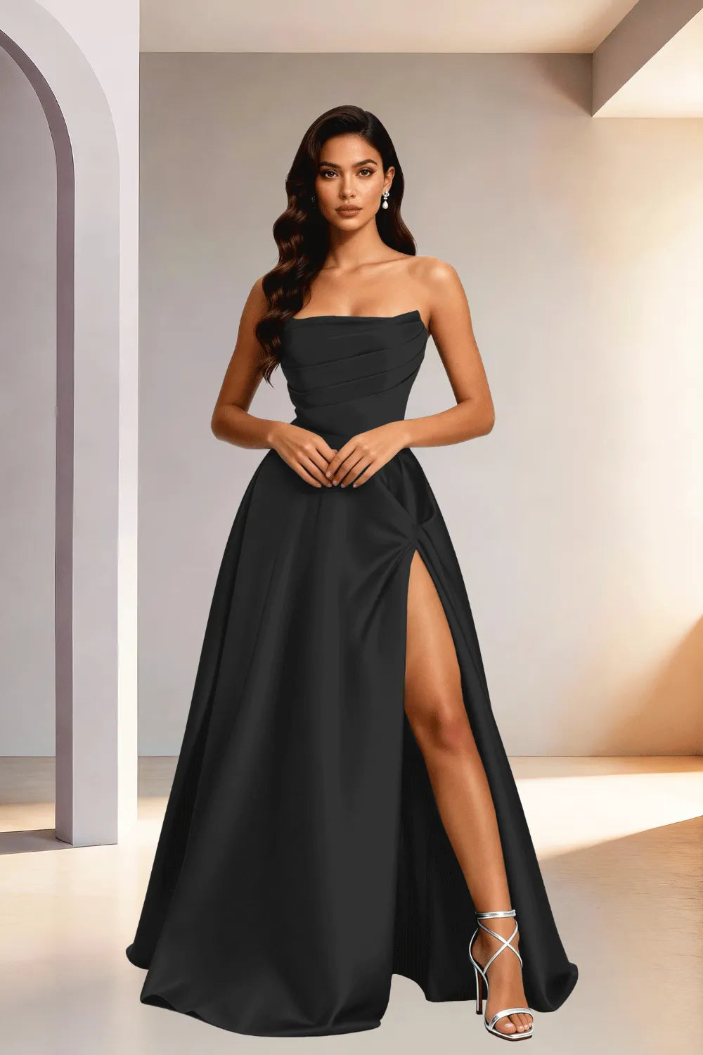 Elowen Minimalist High Slit Ball Gown