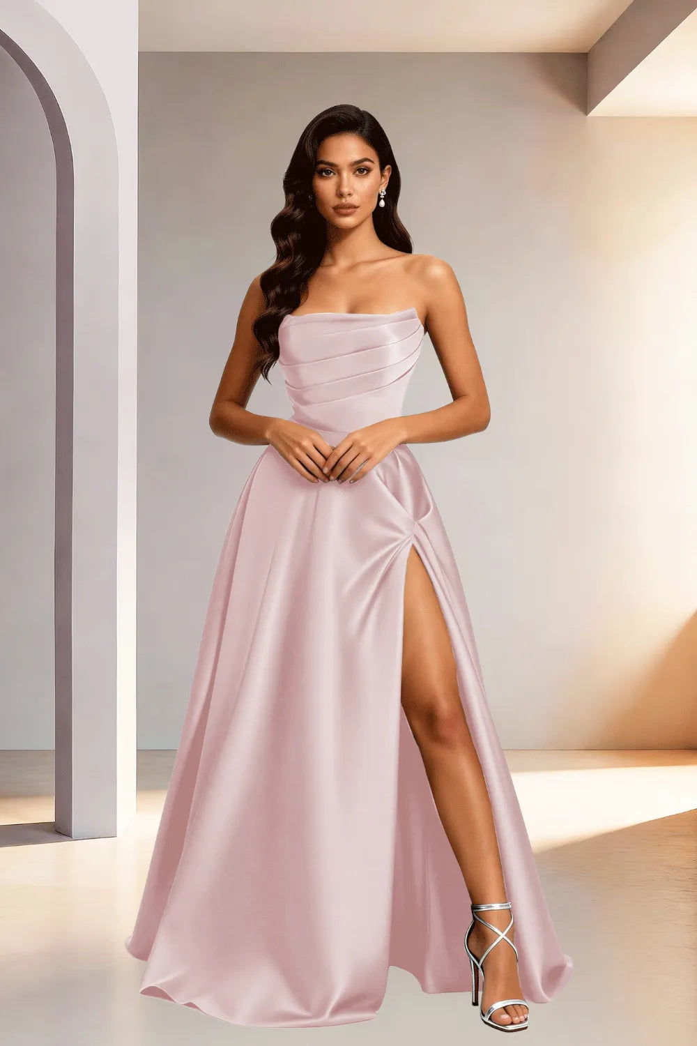 Elowen Minimalist High Slit Ball Gown