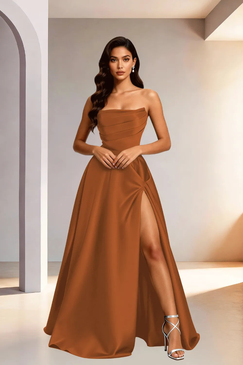 Elowen Minimalist High Slit Ball Gown