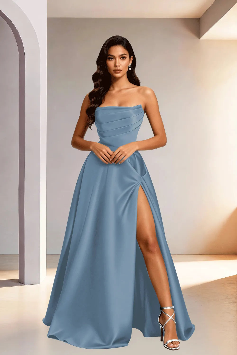 Elowen Minimalist High Slit Ball Gown