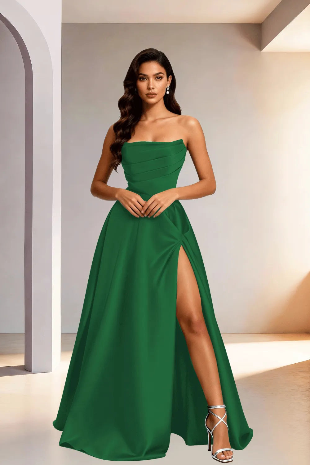 Elowen Minimalist High Slit Ball Gown