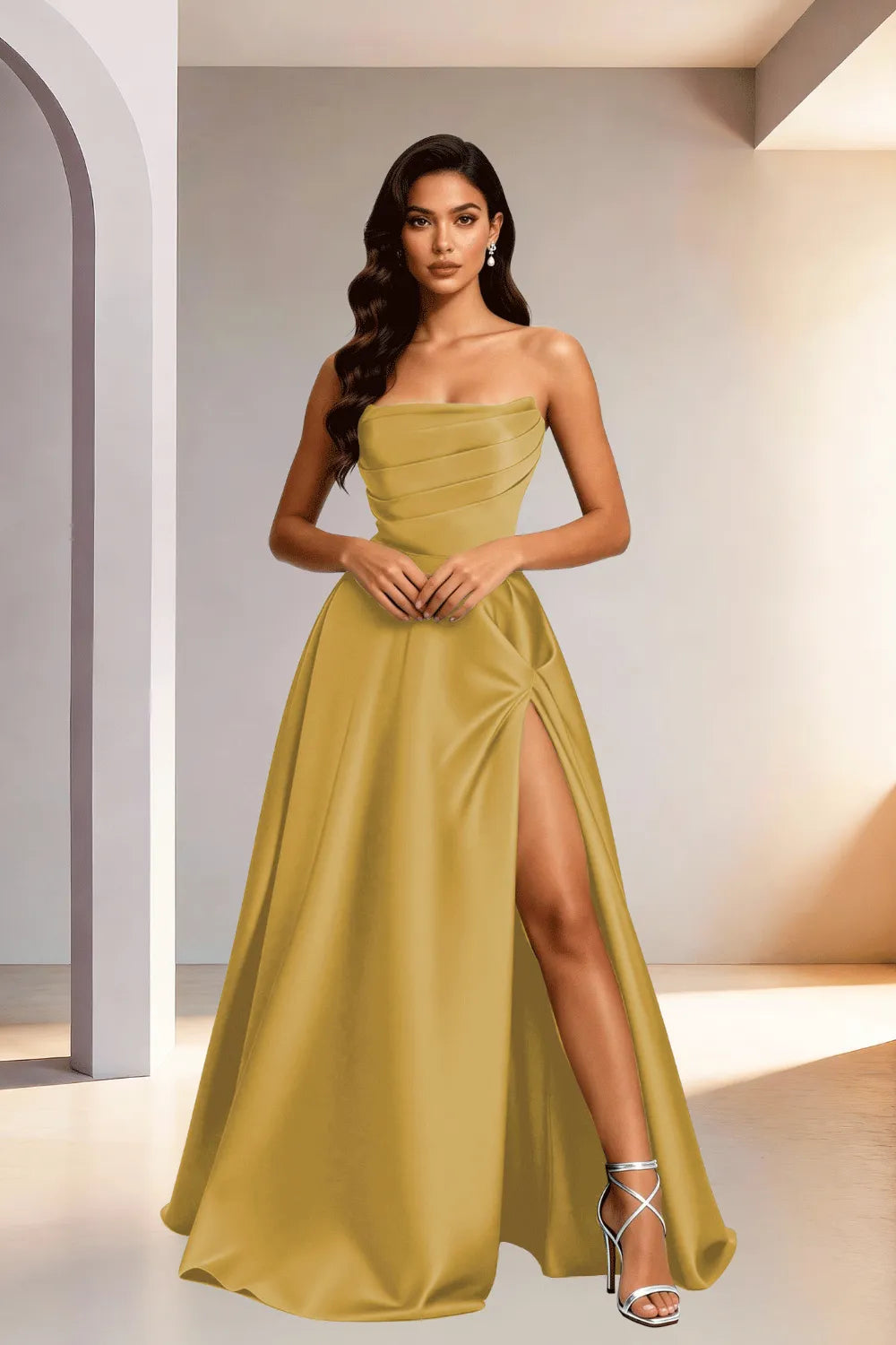 Elowen Minimalist High Slit Ball Gown