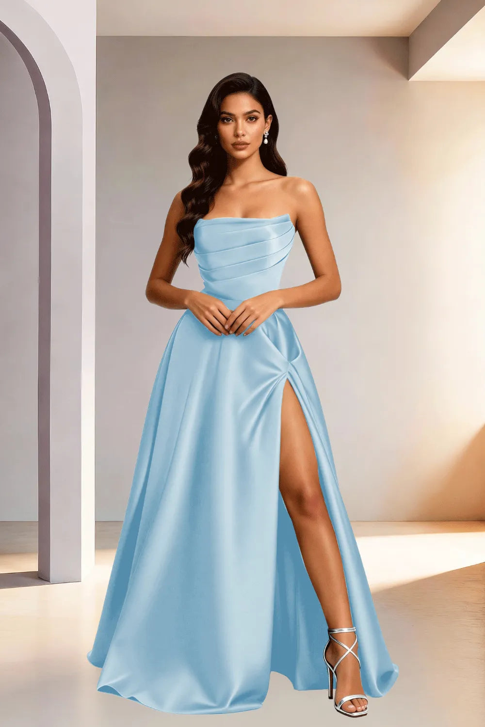 Elowen Minimalist High Slit Ball Gown