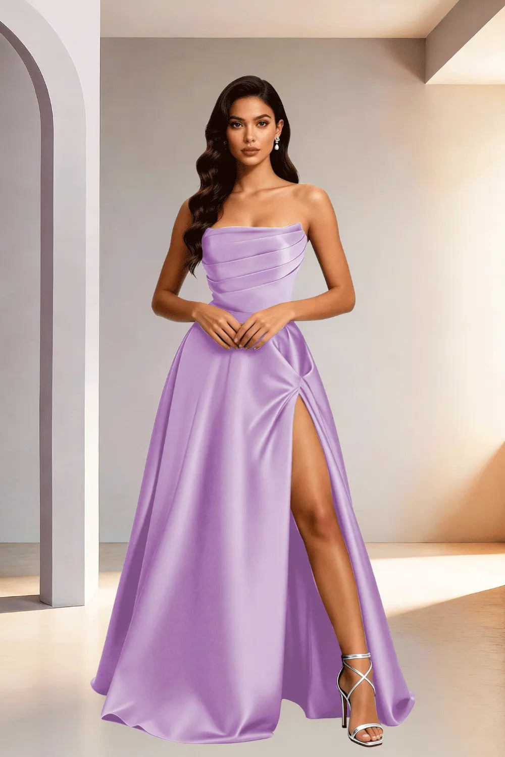Elowen Minimalist High Slit Ball Gown
