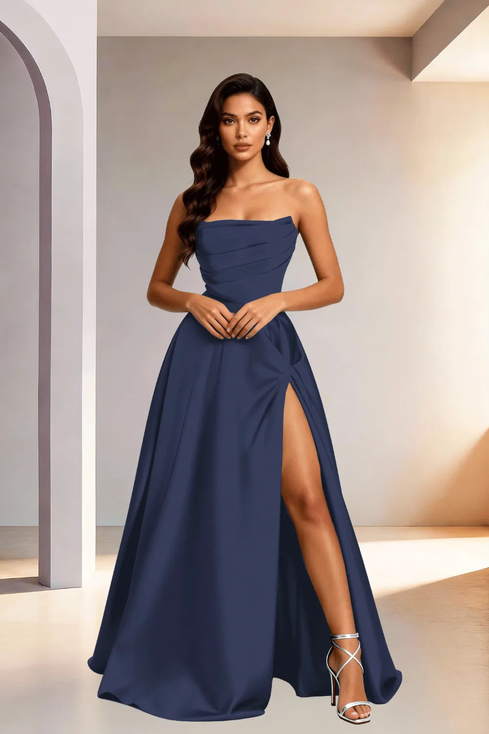 Elowen Minimalist High Slit Ball Gown